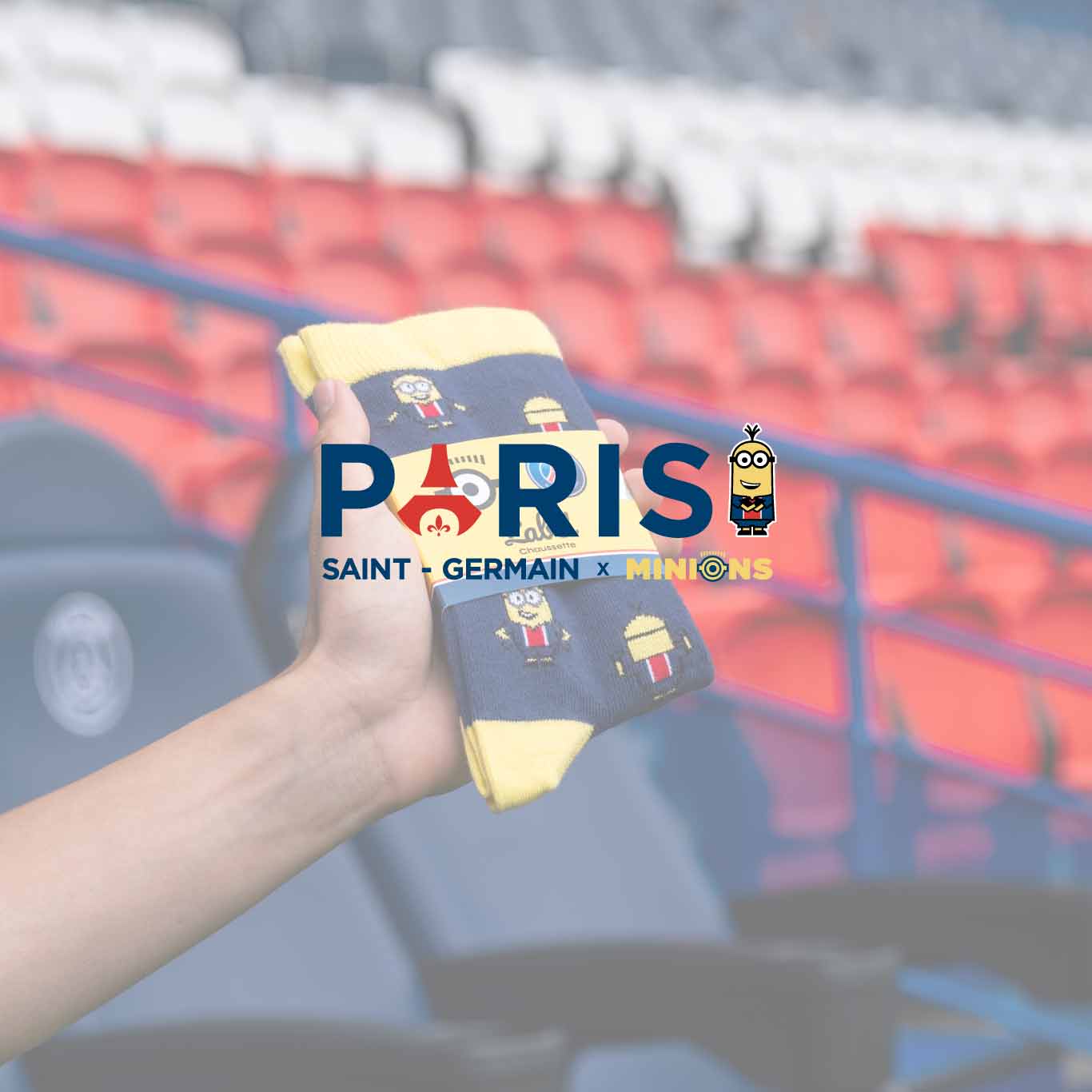 Chaussettes psg x minions all-over bandeau en tribunes