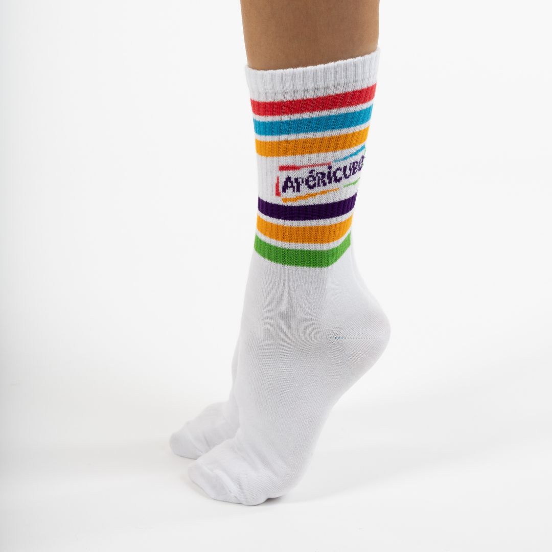 Chaussette sport apéricube blanc multicolor Label Chaussette 1