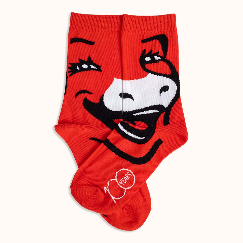 Chaussettes La Vache qui rit 100 ans rouge packshot