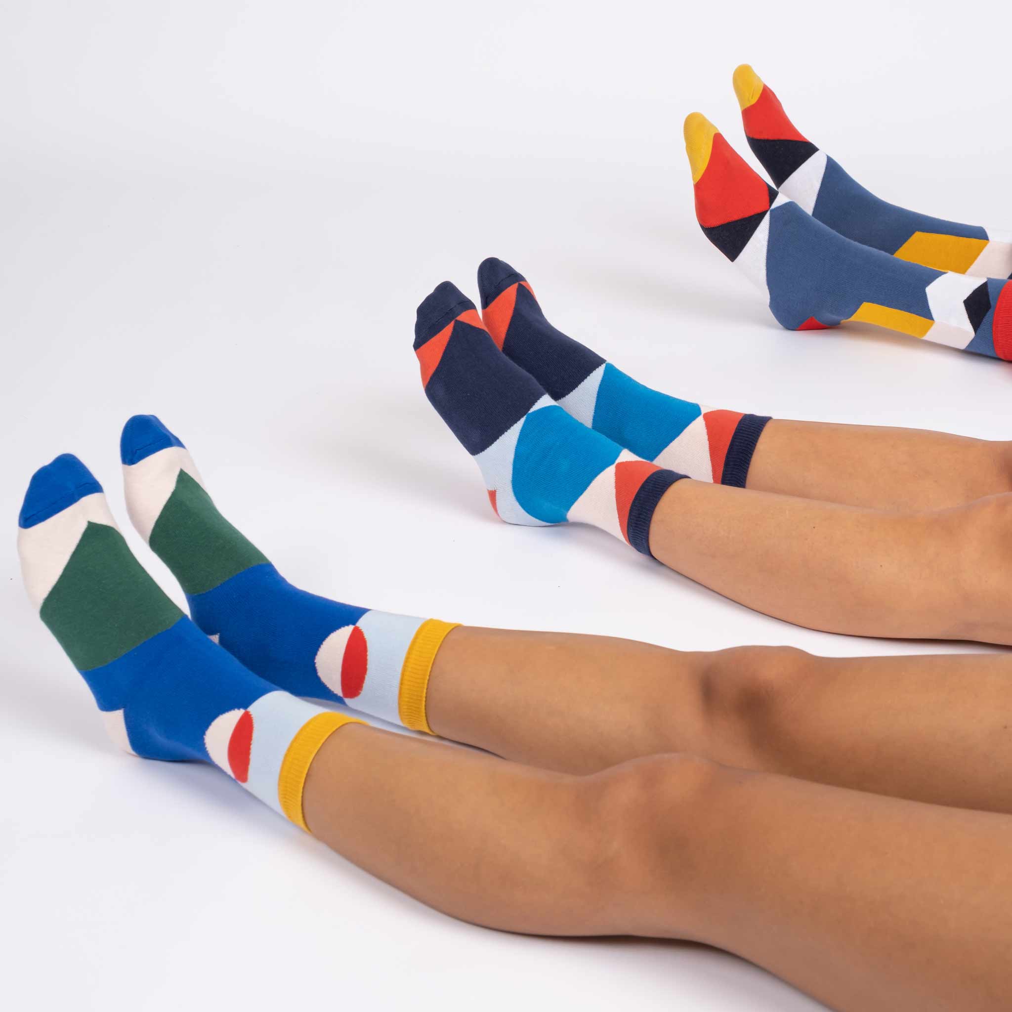 Trio de chaussettes Séverine Dietrich portées studio