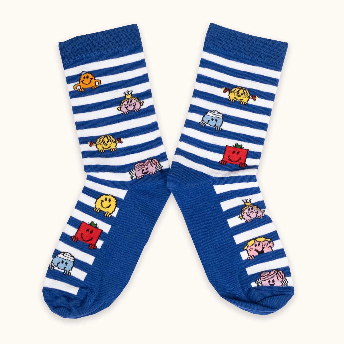 Chaussettes Monsieur Madame rayées bleues packshot