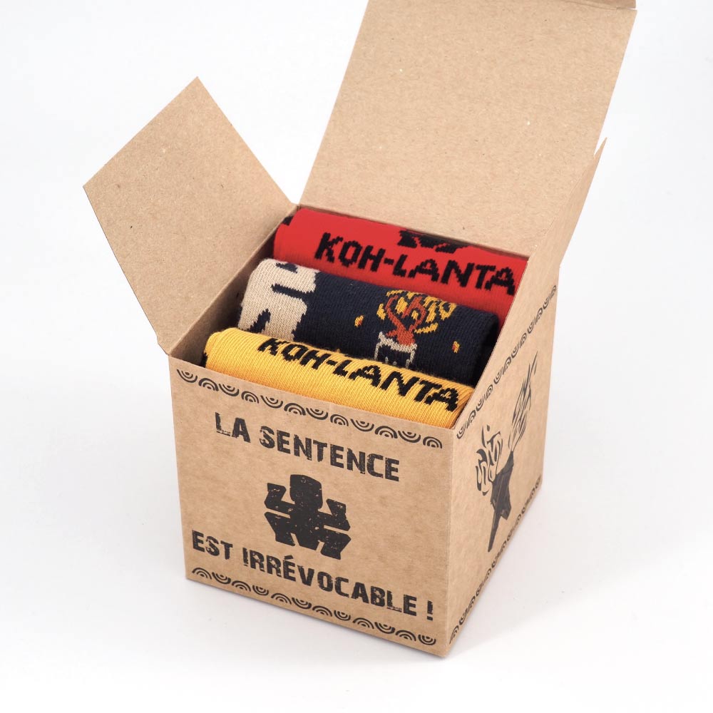 Coffret de chaussettes koh lanta ouvert