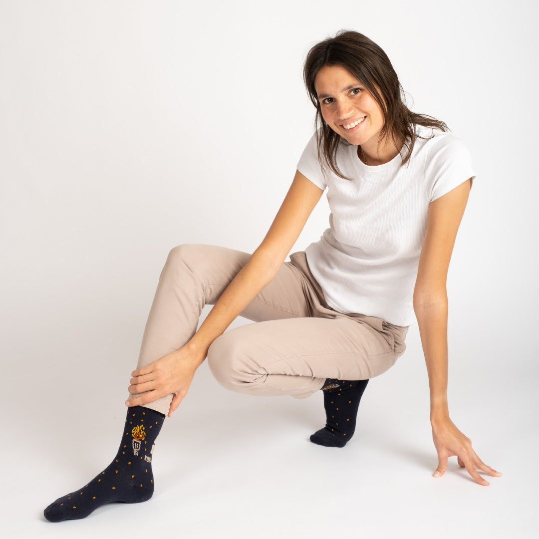 chaussettes koh lanta 2023 portées mannequin femme