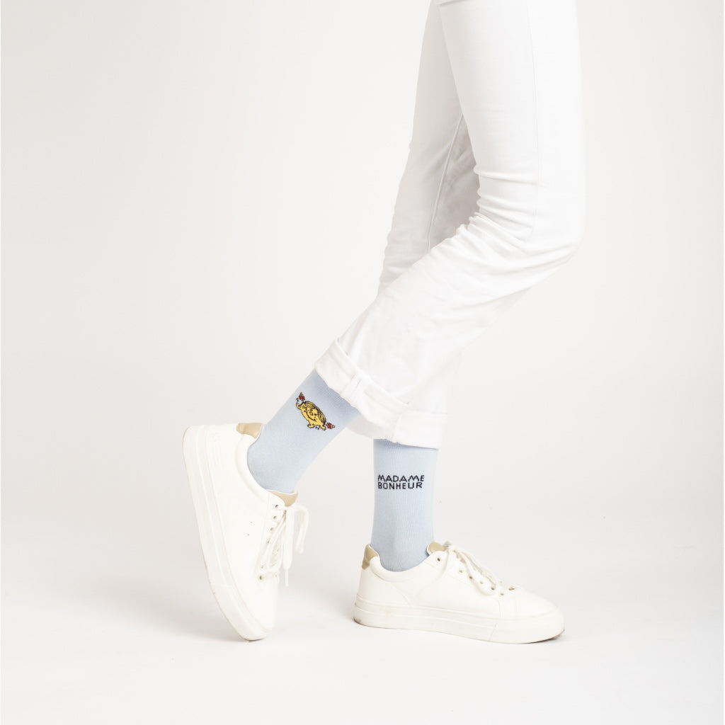 Chaussettes Monsieur Madame - Madame Bonheur portées studio femme