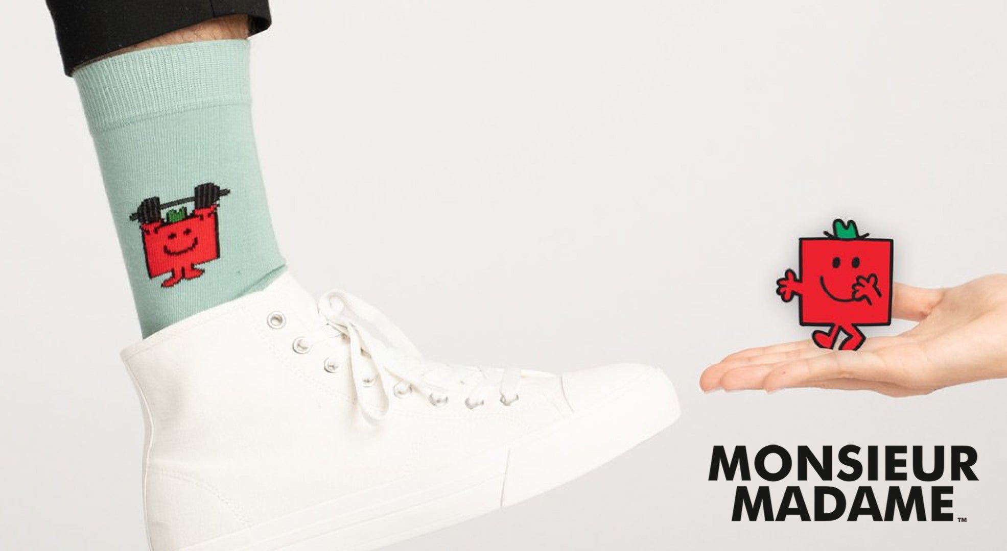 Chaussettes Monsieur Costaud, vertes et rouges - licence Monsieur Madame