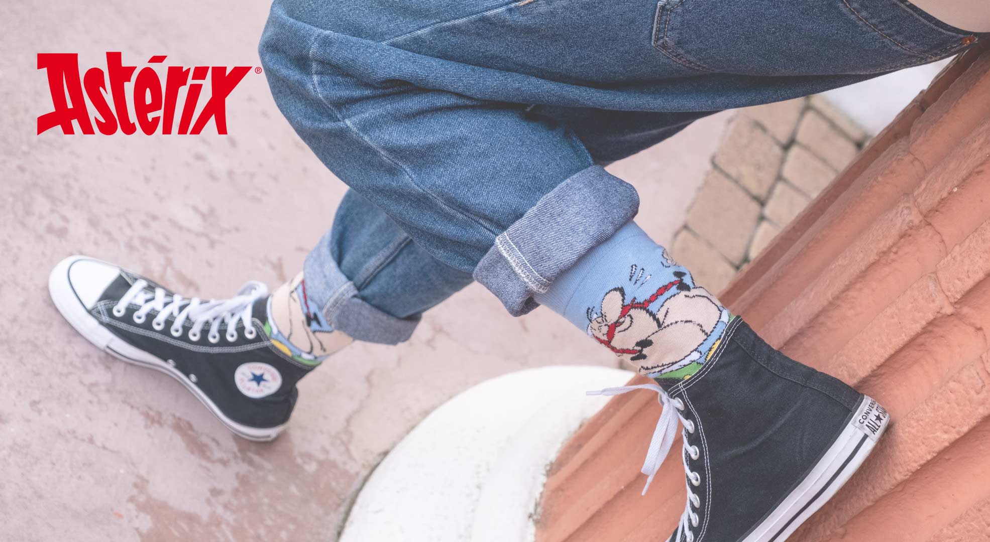 Chaussettes Idéfix noires et blanches - licence Astérix
