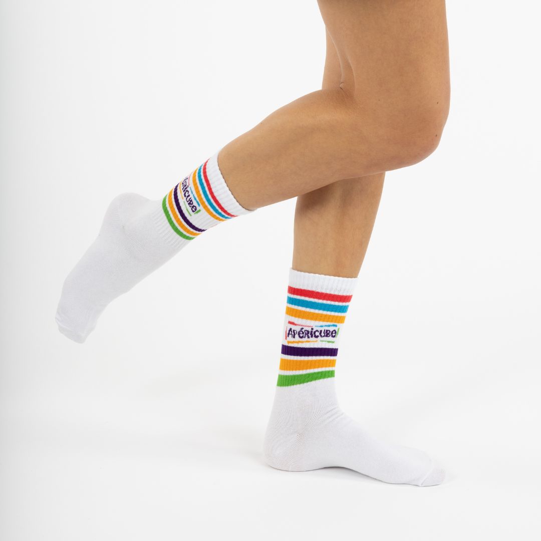 Chaussette sport apéricube blanc multicolor Label Chaussette 3