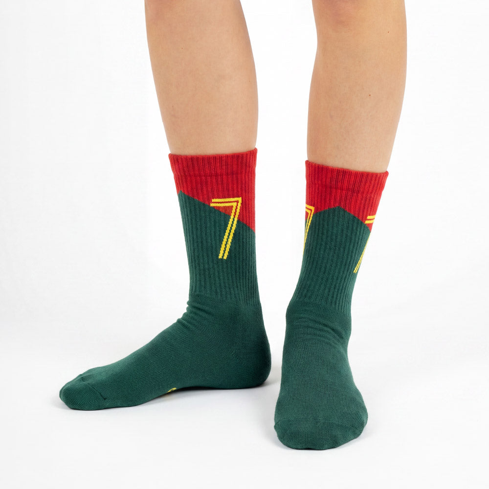 Chaussettes Portugal vert et rouge 2