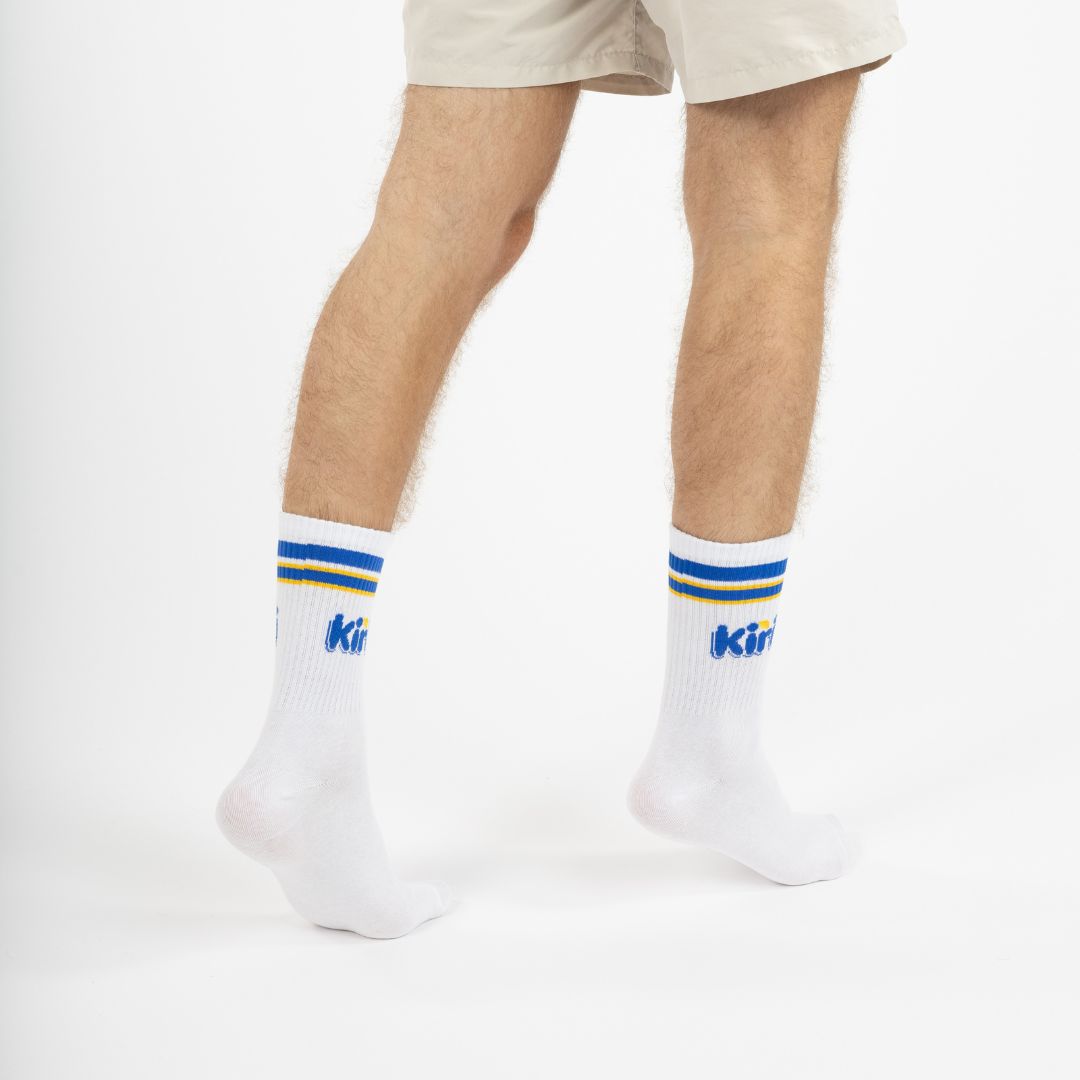 Chaussettes bleu et blanc kiri label chaussette 4
