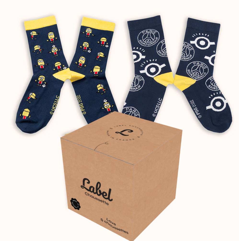 Coffret de chaussettes duo PSG Minion