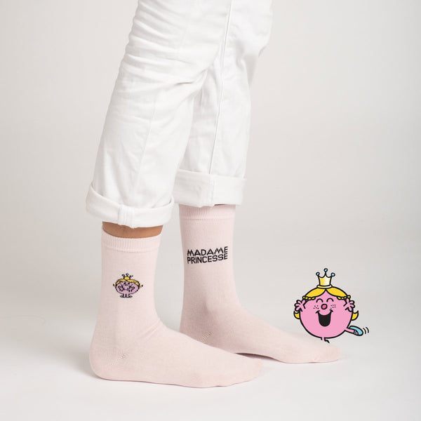 Chaussettes Monsieur Madame - Madame Princesse et personnage rose