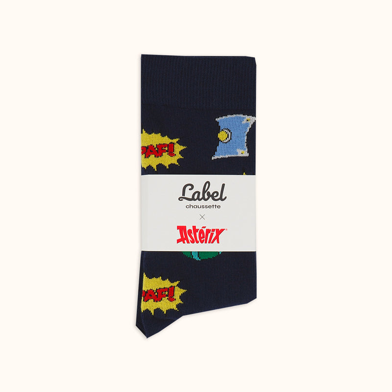Chaussettes Astérix comics bleu bandeau