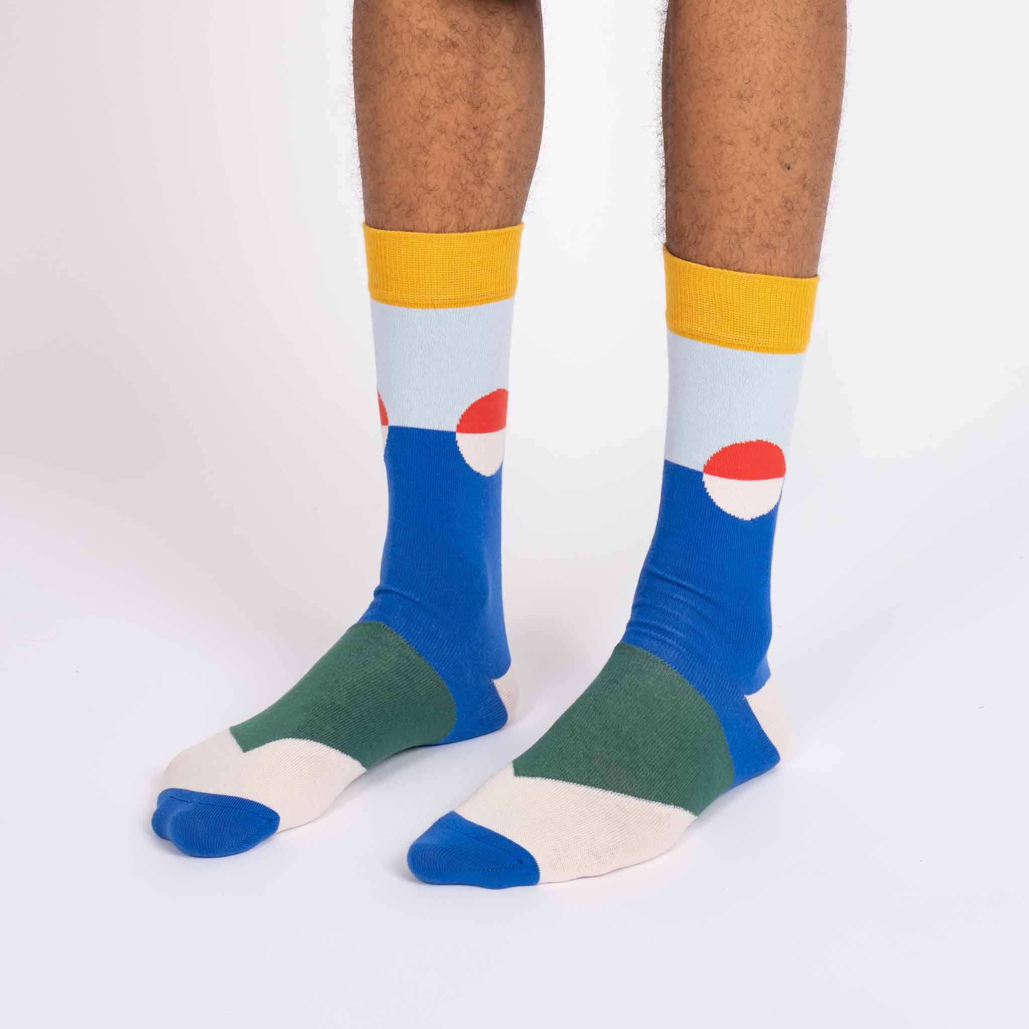 Chaussettes Séverine dietrich sunset portées studio