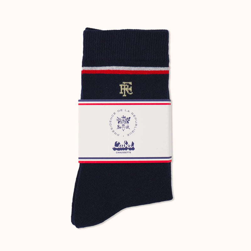 Chaussettes elysee recyclee bleu bandeau packshot