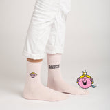 Chaussettes madame monsieur - Madame Princesse portées studio et personnage rose 