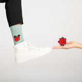 Chaussettes madame monsieur - Monsieur Costaud portées studio et personnage rouge