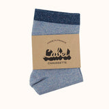 Chaussettes pailletées bleues packshot bandeau