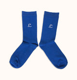 Chaussettes recyclées bleu électriques packshot